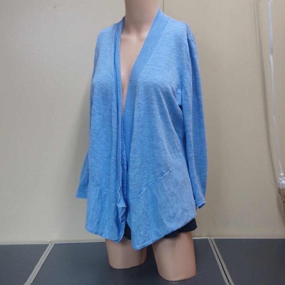 Kasper Wrap Shrug asymmetrical Open Front Blue Md - Picture 3 of 8
